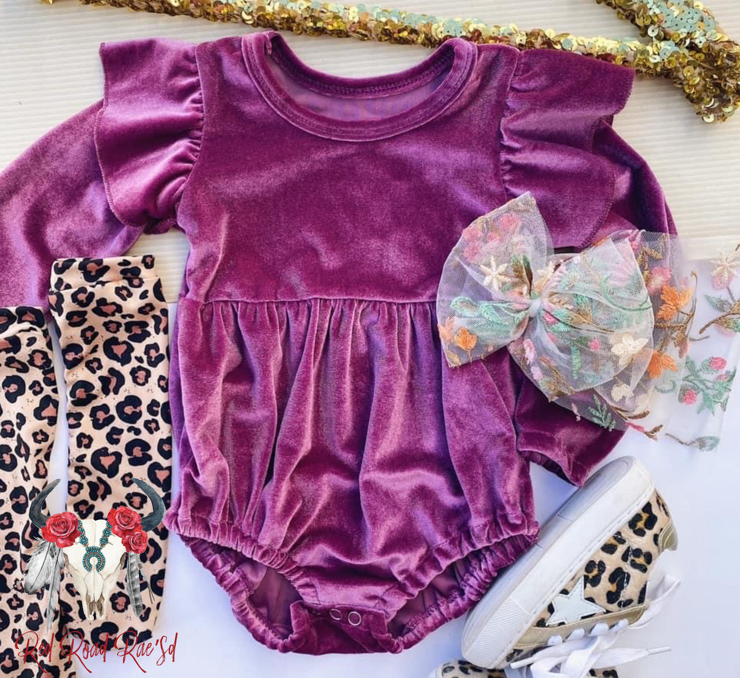 Sugar Plum Velvet Romper