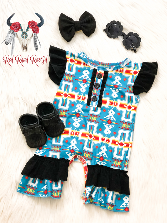 Aztec Ruffle Romper