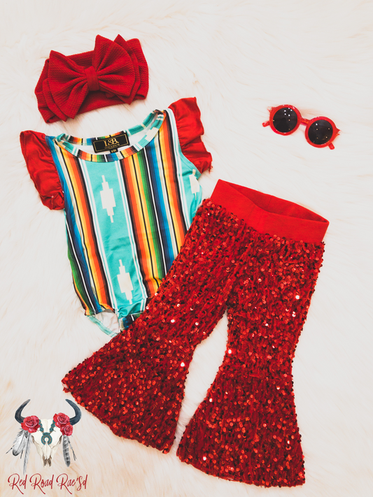 Red Velvet Sequin Flares