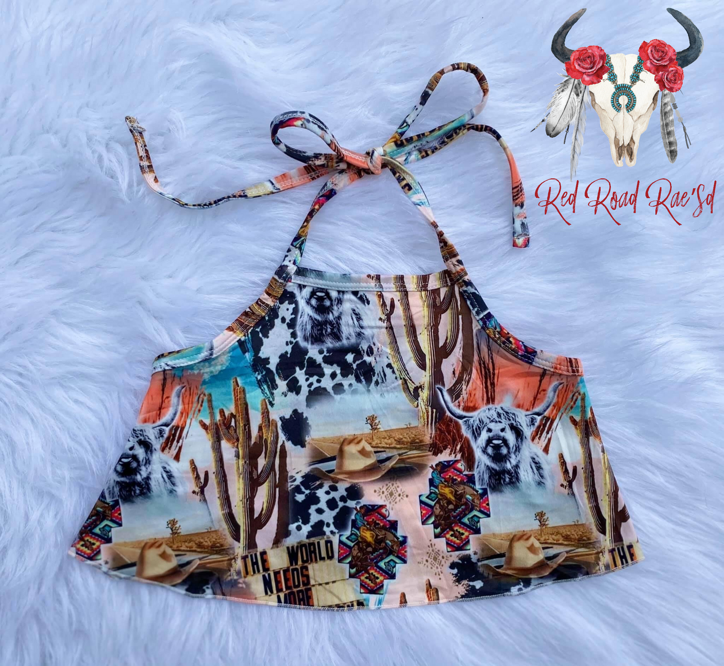 Cowgirl Collage Halter Top